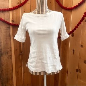 Karen Scott White Cuffed Top